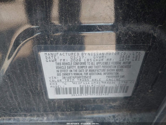 Nissan SENTRA SR 2017 3N1AB7AP9HY335412 Image 9