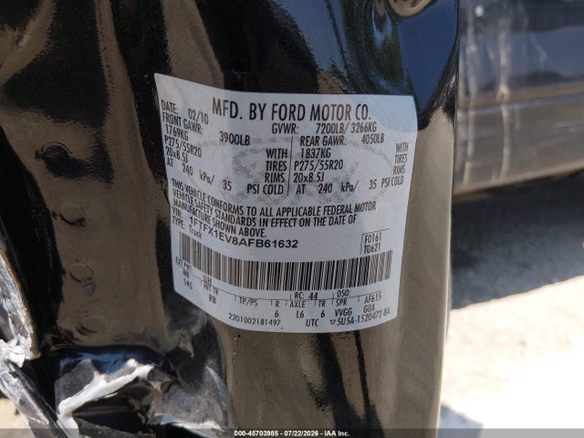 Aukcja sprzedaży 2010 Ford F-150 Fx4/lariat/xl/xlt, vin: 1FTFX1EV8AFB61632, numer aukcji: 45703985