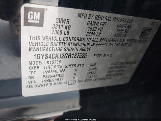 Cadillac Escalade Premium Collection 2016 1GYS4CKJ2GR137526 Image 9