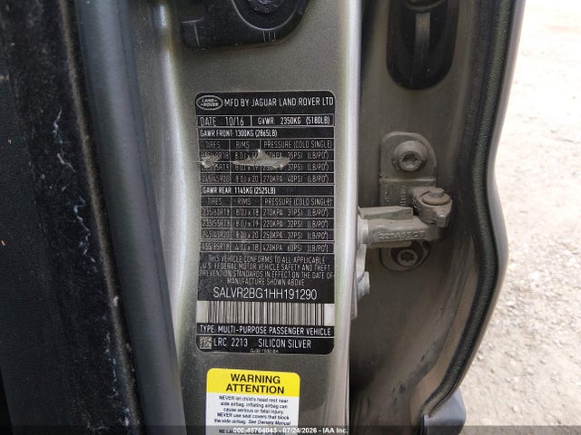 Продажа на аукционе авто 2017 Land Rover Range Rover Evoque Hse, vin: SALVR2BG1HH191290, номер лота: 45704043