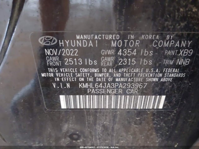 Продаж на аукціоні авто 2023 Hyundai Sonata Sel, vin: KMHL64JA3PA293967, номер лоту: 45704052