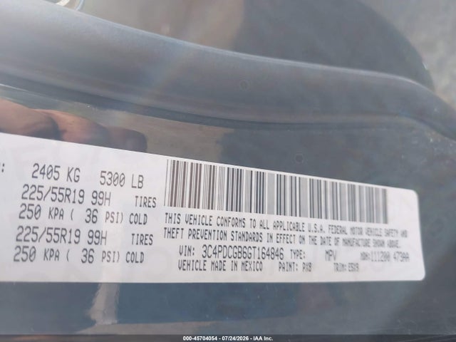 2016 Dodge Journey Crossroad მანქანა იყიდება აუქციონზე, vin: 3C4PDCGB6GT164846, აუქციონის ნომერი: 45704054