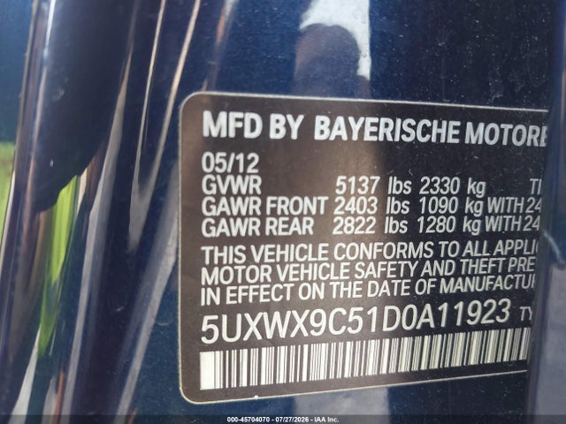 Продаж на аукціоні авто 2013 Bmw X3 Xdrive28i, vin: 5UXWX9C51D0A11923, номер лоту: 45704070