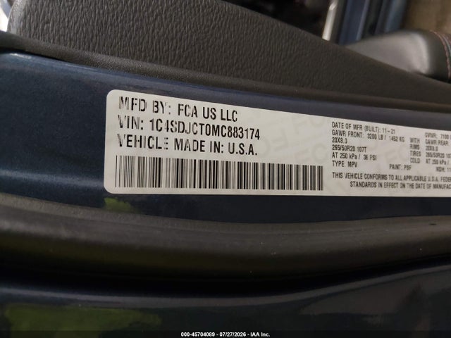 Продажа на аукционе авто 2021 Dodge Durango R/t Awd, vin: 1C4SDJCT0MC883174, номер лота: 45704089