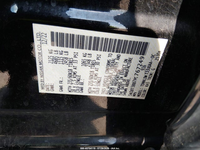 45704119 :رقم المزاد ، 5N1BT3BB7PC767249 vin ، 2023 Nissan Rogue Sv Intelligent Awd مزاد بيع
