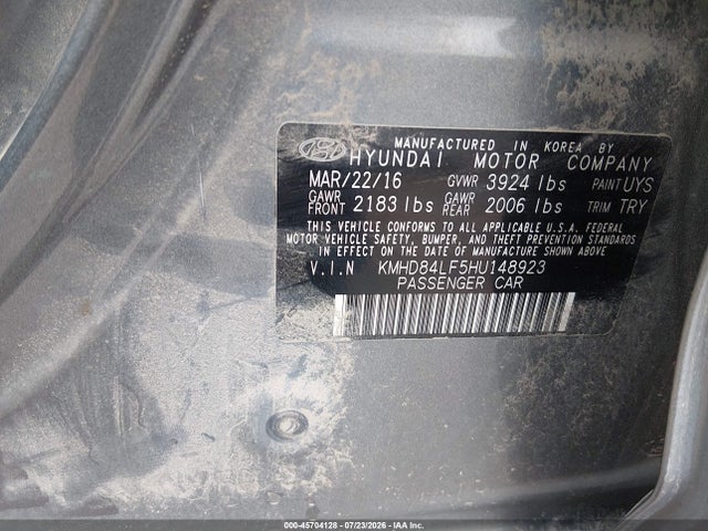 KMHD84LF5HU148923 Hyundai Elantra Limited