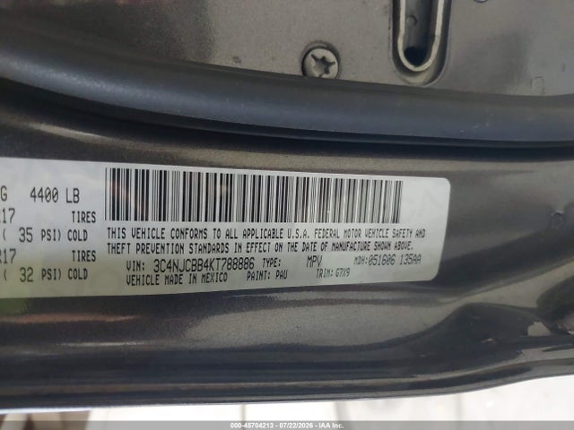 45704213 :رقم المزاد ، 3C4NJCBB4KT788886 vin ، 2019 Jeep Compass Latitude Fwd مزاد بيع