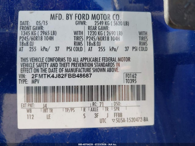 2FMTK4J82FBB48687 Ford EDGE SEL