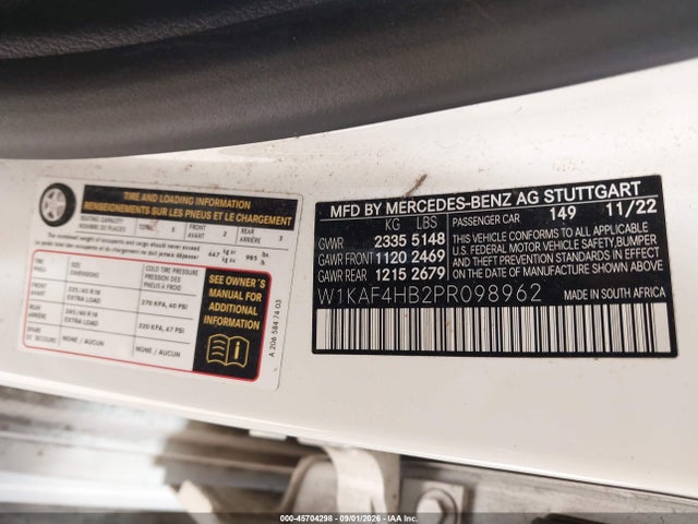 45704298 :رقم المزاد ، W1KAF4HB2PR098962 vin ، 2023 Mercedes-benz C 300 4matic مزاد بيع