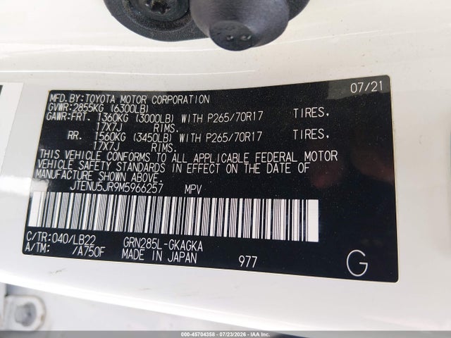 JTENU5JR9M5966257 Toyota 4runner Sr5 Premium