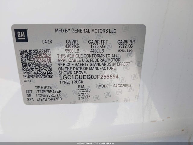 Chevrolet Silverado 2500hd Wt 2018 1GC1CUEG0JF256694 Image 9