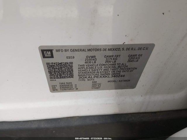 45704455 :رقم المزاد ، 3GKALPEXXKL340244 vin ، 2019 Gmc Terrain Slt مزاد بيع