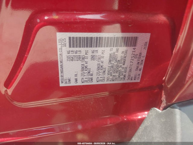 Продаж на аукціоні авто 2026 Nissan Rogue Sv, vin: 5N1BT3BA7TC725214, номер лоту: 45704484
