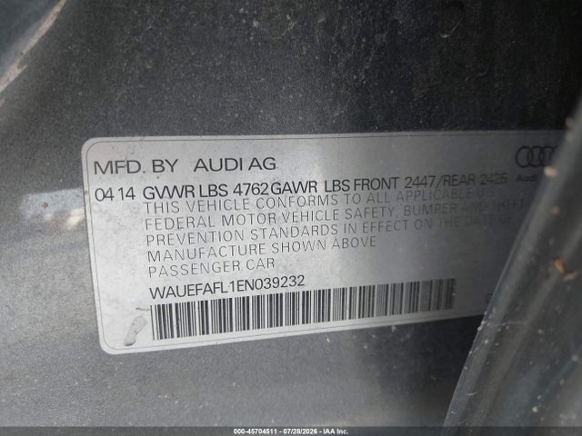 Aukcja sprzedaży 2014 Audi A4 2.0t Premium, vin: WAUEFAFL1EN039232, numer aukcji: 45704511