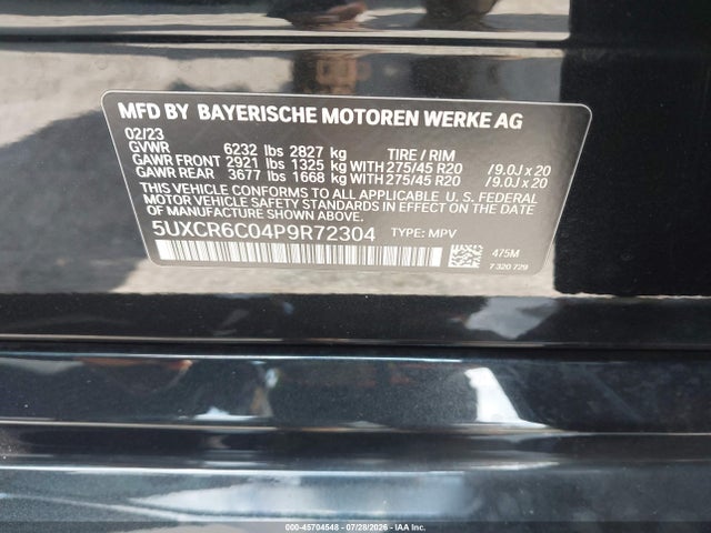 Aukcja sprzedaży 2023 Bmw X5 Xdrive40i, vin: 5UXCR6C04P9R72304, numer aukcji: 45704548