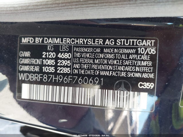 Продаж на аукціоні авто 2006 Mercedes-benz C 350 Luxury 4matic, vin: WDBRF87H96F760691, номер лоту: 45704556