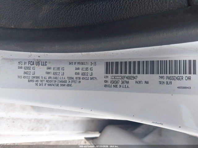 Продажа на аукционе авто 2015 Chrysler 200 C, vin: 1C3CCCCB2FN682947, номер лота: 45704560