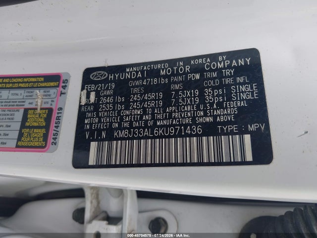 Hyundai Tucson Night 2019 KM8J33AL6KU971436 Image 9