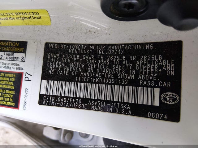 Toyota CAMRY SE 2017 4T1BF1FK0HU391432 Image 9