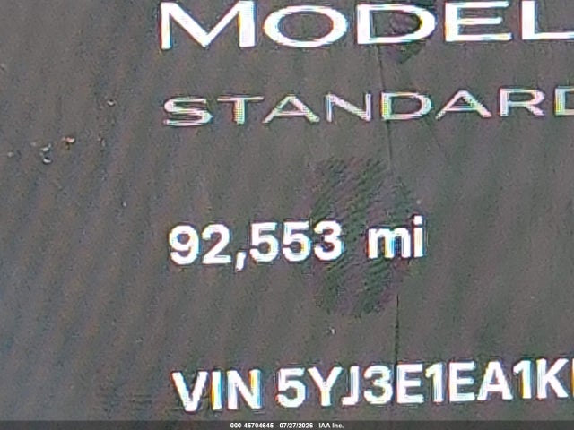 2019 Tesla Model 3 Long Range/mid Range/standard Range/standard Range Plus მანქანა იყიდება აუქციონზე, vin: 5YJ3E1EA1KF410218, აუქციონის ნომერი: 45704645