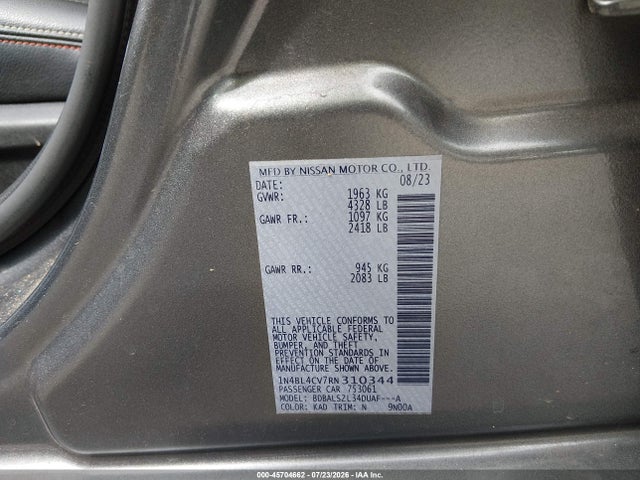 45704662 :رقم المزاد ، 1N4BL4CV7RN310344 vin ، 2024 Nissan Altima Sr Fwd مزاد بيع