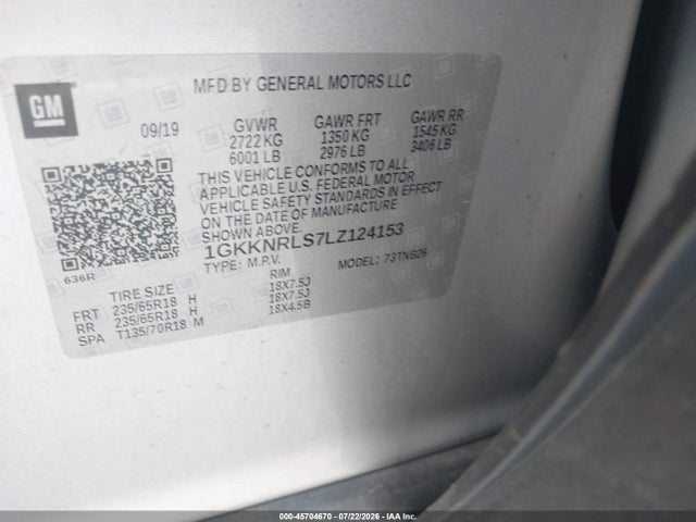 Продажа на аукционе авто 2020 Gmc Acadia Fwd Sle, vin: 1GKKNRLS7LZ124153, номер лота: 45704670