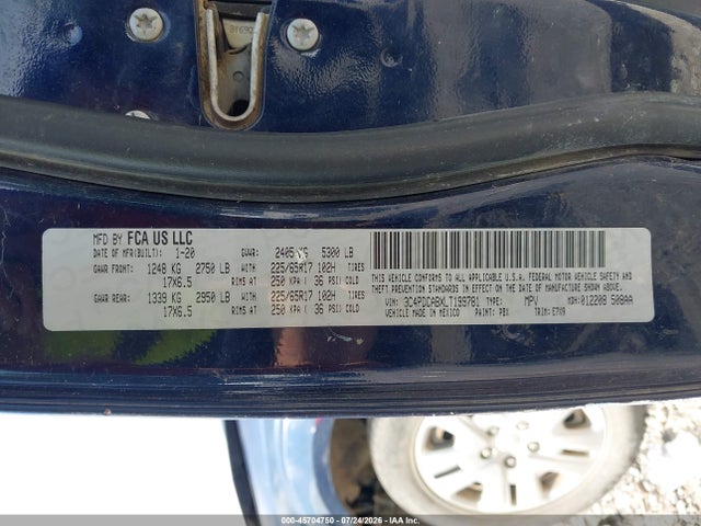 45704750 :رقم المزاد ، 3C4PDCABXLT199781 vin ، 2020 Dodge Journey Se Value مزاد بيع