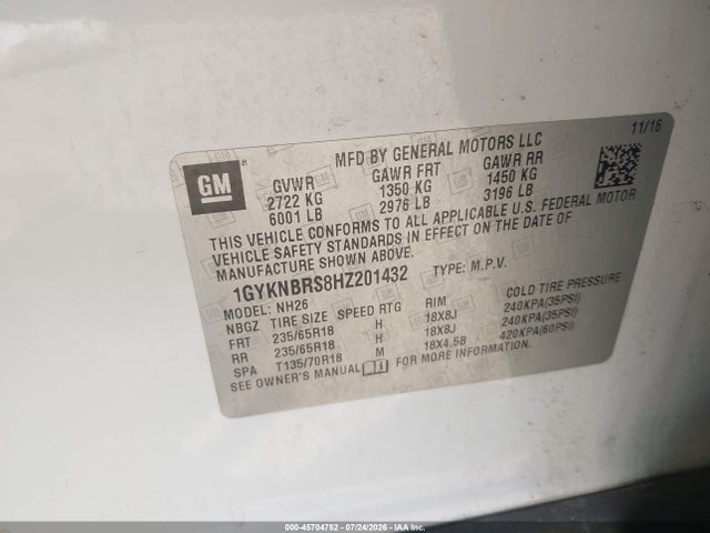 Продажа на аукционе авто 2017 Cadillac Xt5 Luxury, vin: 1GYKNBRS8HZ201432, номер лота: 45704752