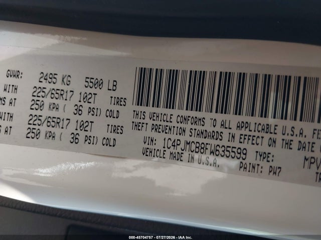 Продаж на аукціоні авто 2015 Jeep Cherokee Latitude, vin: 1C4PJMCB8FW635599, номер лоту: 45704757