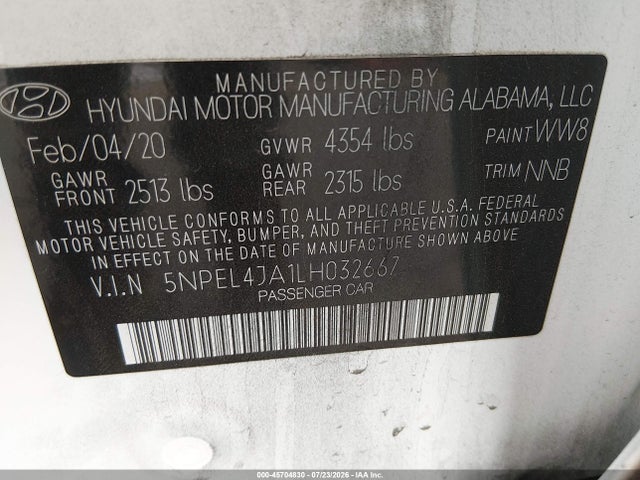 Hyundai SONATA SEL 2020 5NPEL4JA1LH032667 Image 9