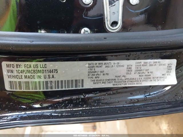 Aukcja sprzedaży 2021 Jeep Cherokee Latitude 4x4, vin: 1C4PJMCB3MD114475, numer aukcji: 45704855