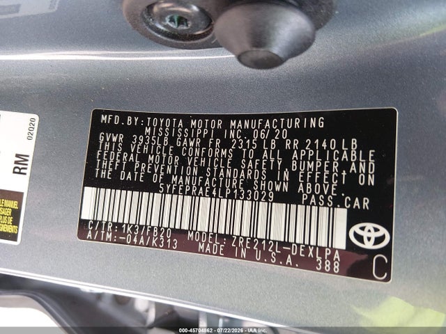 Toyota COROLLA LE 2020 5YFEPRAE4LP133029 Image 9