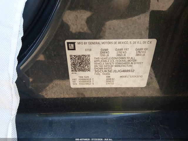 Продаж на аукціоні авто 2018 Chevrolet Silverado 1500 2lz, vin: 3GCUKSEJ1JG488932, номер лоту: 45704929