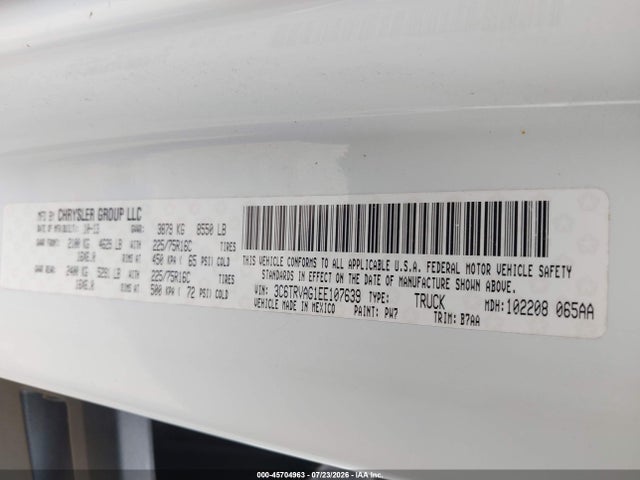 Продаж на аукціоні авто 2014 Ram Promaster 1500 Low Roof, vin: 3C6TRVAG1EE107639, номер лоту: 45704963