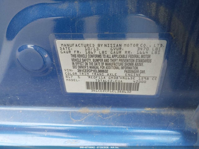 Продаж на аукціоні авто 2014 Nissan Versa Note S Plus, vin: 3N1CE2CP1EL388632, номер лоту: 45705062