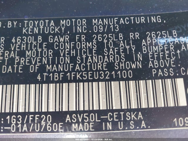 Продажа на аукционе авто 2014 Toyota Camry Se, vin: 4T1BF1FK5EU321100, номер лота: 45705081