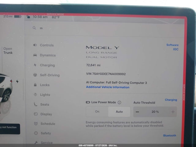 Продаж на аукціоні авто 2022 Tesla Model Y Long Range Dual Motor All-wheel Drive, vin: 7SAYGDEE7NA009992, номер лоту: 45705089
