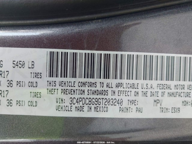 Dodge Journey Sxt 2016 3C4PDCBG9GT203240 Image 9