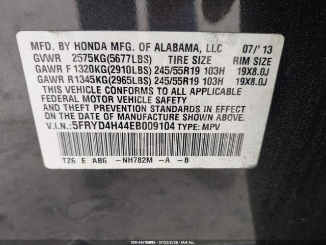 Продажа на аукционе авто 2014 Acura Mdx Technology Package, vin: 5FRYD4H44EB009104, номер лота: 45705095
