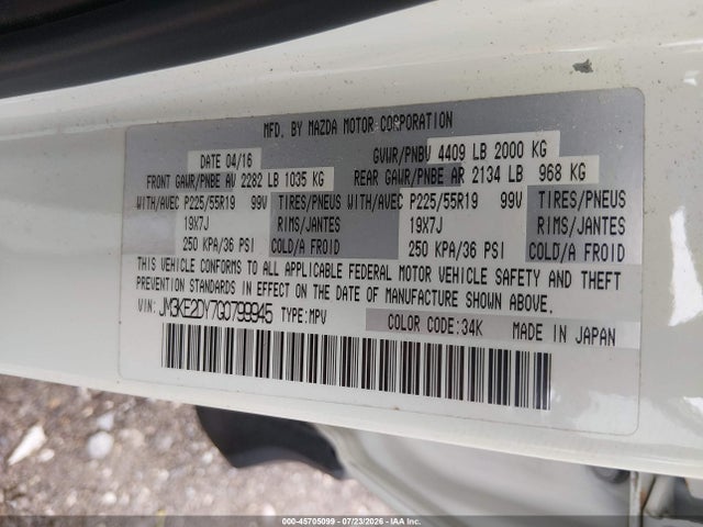 Aukcja sprzedaży 2016 Mazda Cx-5 Grand Touring, vin: JM3KE2DY7G0799945, numer aukcji: 45705099