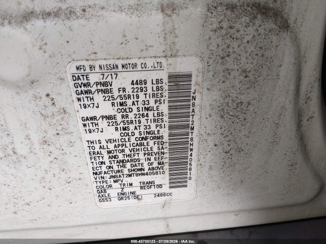 Nissan Rogue Sl 2017 JN8AT2MT8HW405810 Image 9