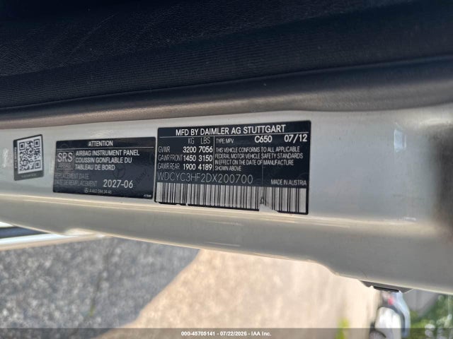 45705141 :رقم المزاد ، WDCYC3HF2DX200700 vin ، 2013 Mercedes-benz G 550 4matic مزاد بيع