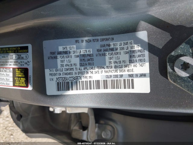 Aukcja sprzedaży 2012 Mazda Cx-9 Sport, vin: JM3TB2BAXC0349574, numer aukcji: 45705247