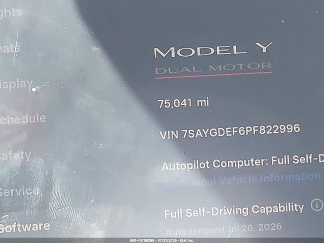 Продажа на аукционе авто 2023 Tesla Model Y Performance Dual Motor All-wheel Drive, vin: 7SAYGDEF6PF822996, номер лота: 45705268