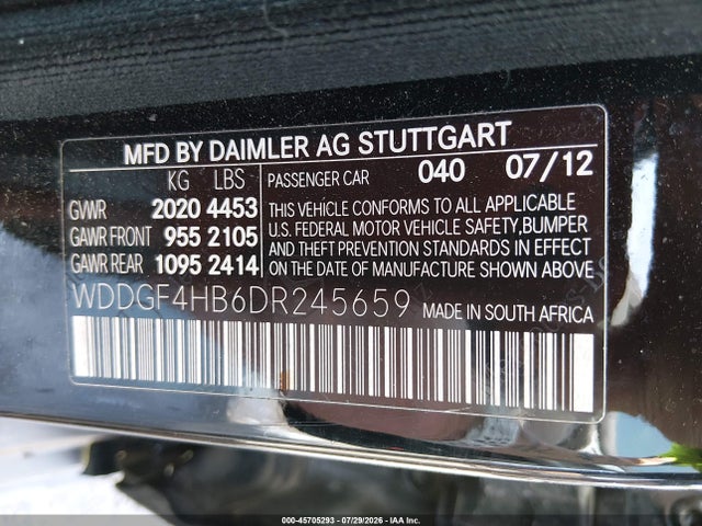 2013 Mercedes-benz C 250 Sport მანქანა იყიდება აუქციონზე, vin: WDDGF4HB6DR245659, აუქციონის ნომერი: 45705293