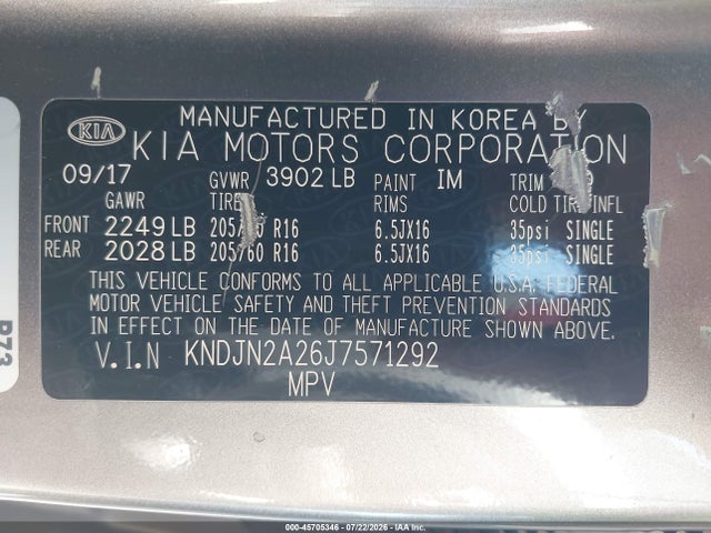 Продажа на аукционе авто 2018 Kia Soul, vin: KNDJN2A26J7571292, номер лота: 45705346