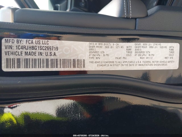 Aukcja sprzedaży 2025 Jeep Grand Cherokee Limited 4x4, vin: 1C4RJHBG1SC269719, numer aukcji: 45705395