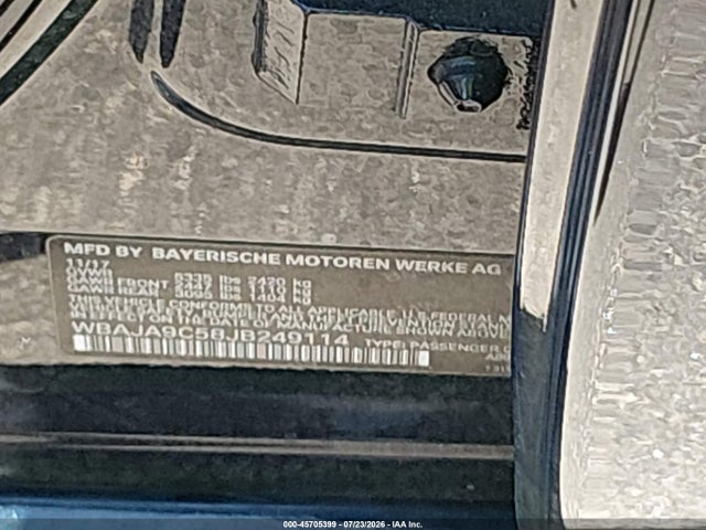 Продаж на аукціоні авто 2018 Bmw 530e Iperformance, vin: WBAJA9C58JB249114, номер лоту: 45705399