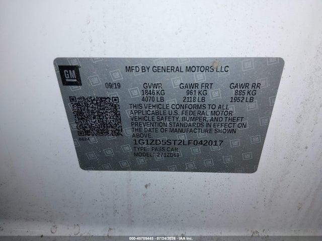 1G1ZD5ST2LF042017 Chevrolet Malibu Fwd Lt