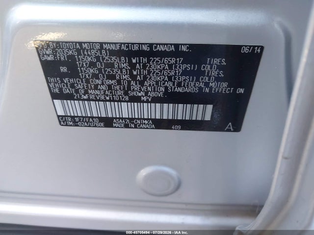 Toyota Rav4 Xle 2014 2T3WFREV9EW110128 Image 9